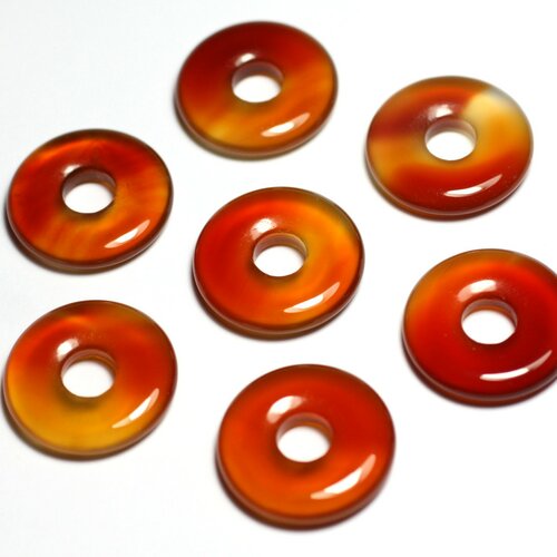 1pc - perle pendentif pierre rond cercle anneau donut pi 20mm cornaline jaune orange rouge