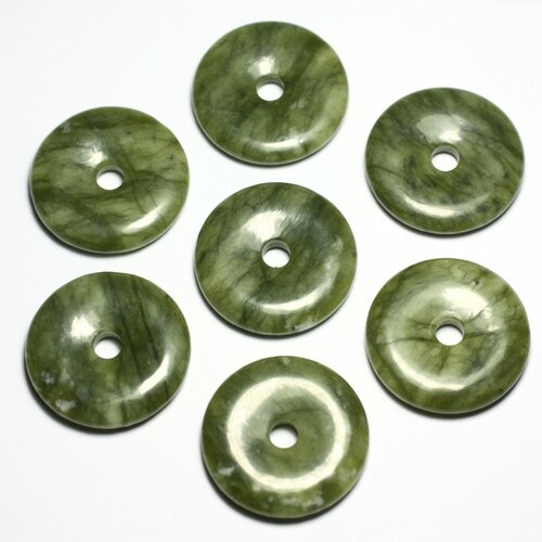 1pc - perle pendentif pierre rond cercle anneau donut pi 30mm jade naturel vert kaki