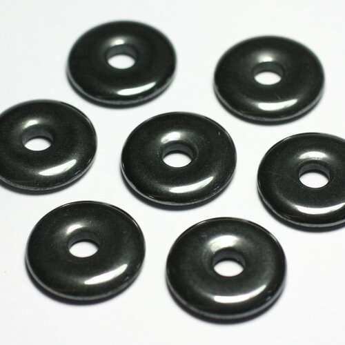 1pc - perle pendentif pierre rond cercle anneau donut pi 20mm hematite métal gris noir