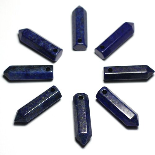 1pc - perle pendentif pierre crayon pointe facetté 30mm lapis lazuli bleu nuit doré