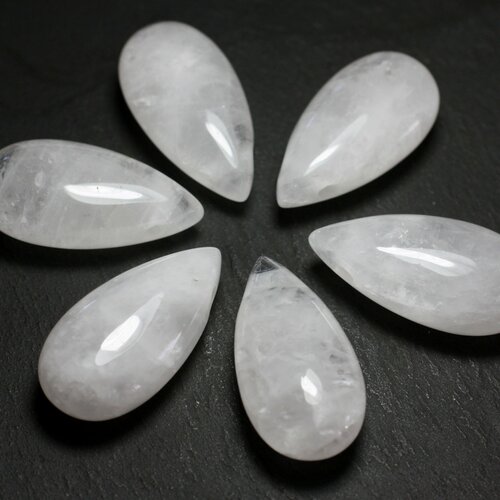 1pc - perle pendentif pierre cristal de roche quartz goutte 40mm blanc