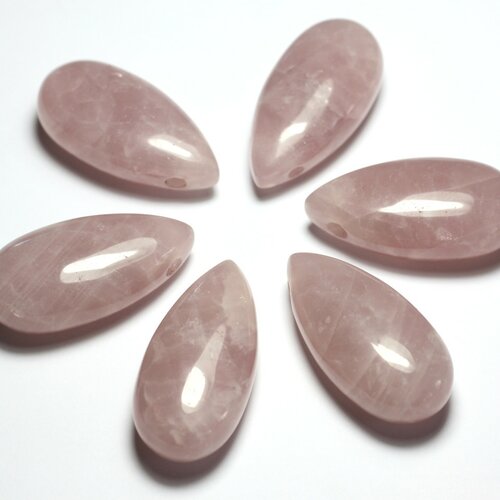 1pc - perle pendentif pierre quartz rose clair goutte 40mm