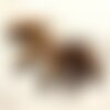 1pc - perle pendentif pierre crayon pointe facetté 30mm percage 2mm oeil tigre marron bronze doré noir