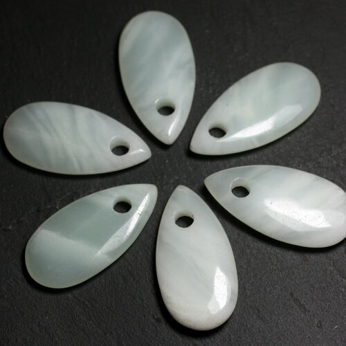 1pc - perle pendentif pierre goutte larme 40mm amazonite blanc vert turquoise