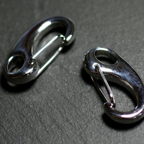 10pc - apprets fermoirs mousquetons porte clef 26mm métal acier inoxydable 304l gris argenté
