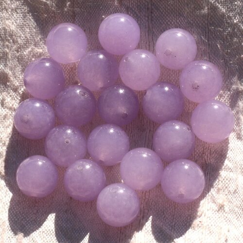 8pc - perles pierre jade boules 12mm violet mauve lilas - 4558550015150