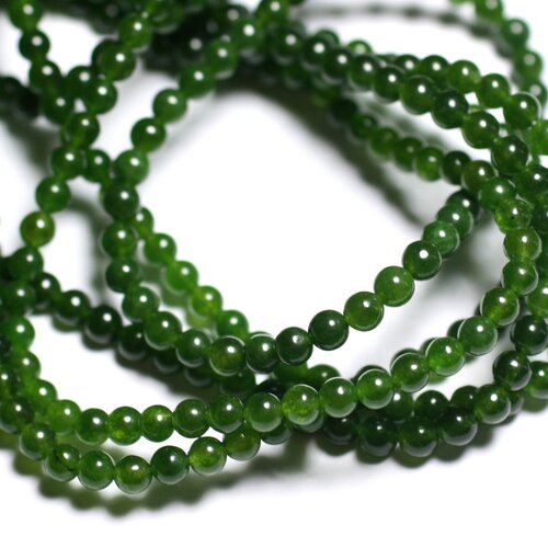 30pc - perles pierre jade boules 4mm vert olive