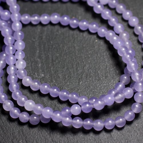 30pc - perles pierre jade boules 4mm violet mauve lilas parme lavande