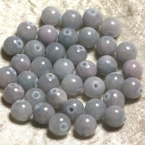 10pc - perles pierre jade boules 8mm bleu ciel clair rose pastel - 4558550007766
