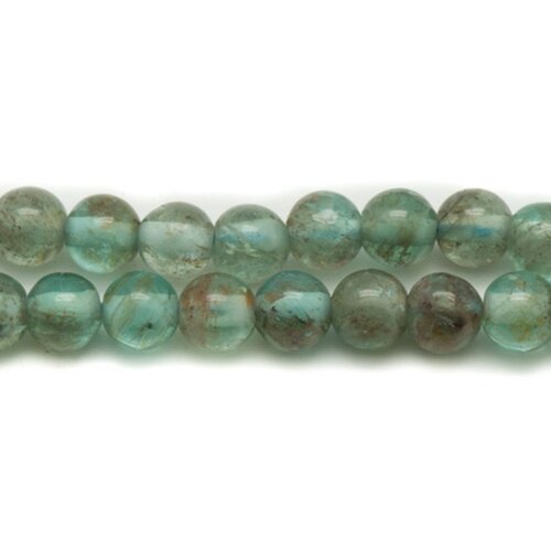 Fil 39cm 83pc environ - perles pierre apatite boules 5mm bleu vert clair turquoise transparent