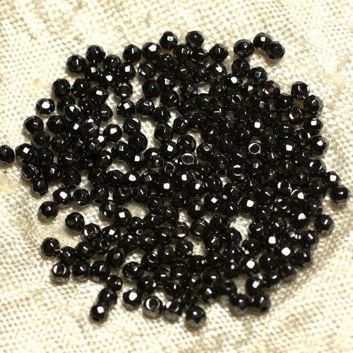 20pc - perles pierre hématite boules facettées 2mm métal gris noir - 4558550022899