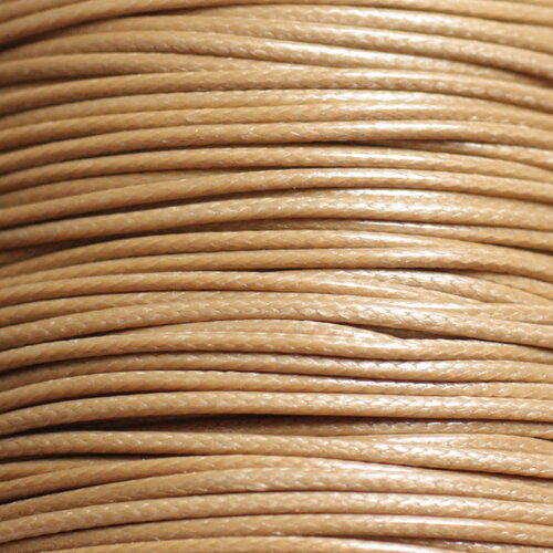 5 mètres - fil corde cordon coton ciré enduit rond 1mm beige