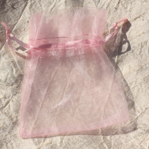 100pc - sacs pochettes cadeaux bijoux tissu voile organza 10x8cm rose clair bonbon