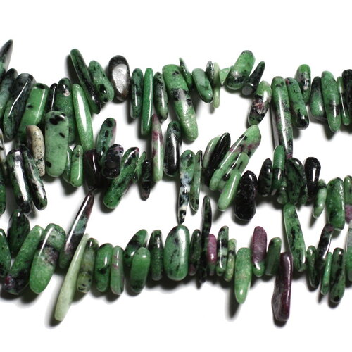 10pc - perles pierre rubis zoisite rocailles chips batonnets 12-25mm vert noir blanc rouge rose - 4558550035806