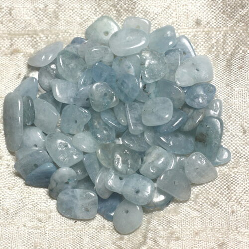 10pc - perles pierre aigue marine chips palets rondelles 9-15mm blanc bleu clair