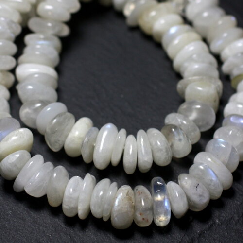 10pc - perles pierre de lune arc en ciel chips palets rondelles 8-11mm blanc bleu reflets