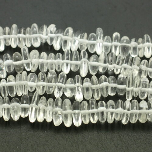 Fil 39cm 100pc environ - perles pierre cristal de roche quartz chips palets rondelles 8-14mm blanc transparent