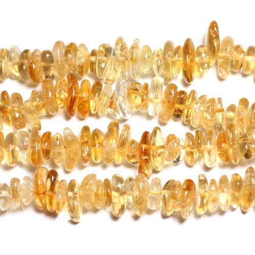 Fil 39cm 110pc environ - perles pierre citrine chips palets rondelles 10-14mm blanc jaune orange