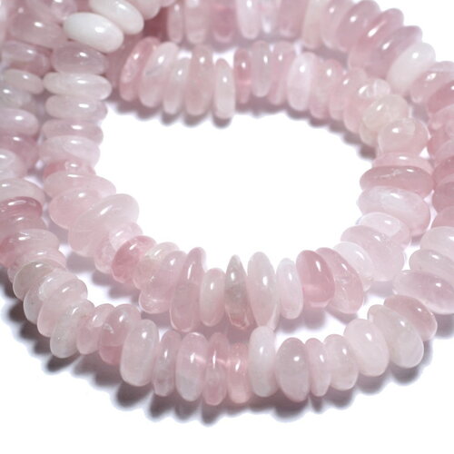 Fil 39cm 150pc environ - perles pierre quartz rose chips palets rondelles 8-14mm rose clair