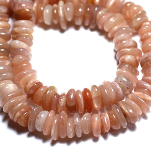 Fil 39cm 100pc environ - perles pierre de lune soleil chips palets rondelles 8-12mm rose orange