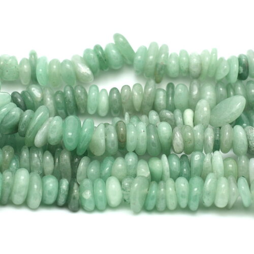 Fil 39cm 130pc environ - perles pierre aventurine chips palets rondelles 7-12mm vert clair
