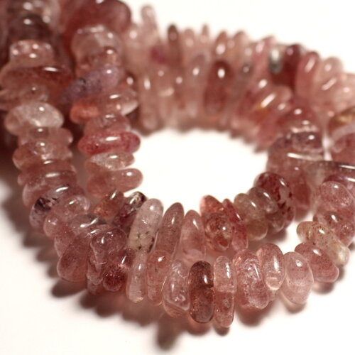 Fil 39cm 120pc environ - perles pierre quartz hématite chips palets rondelles 8-15mm blanc rouge rose