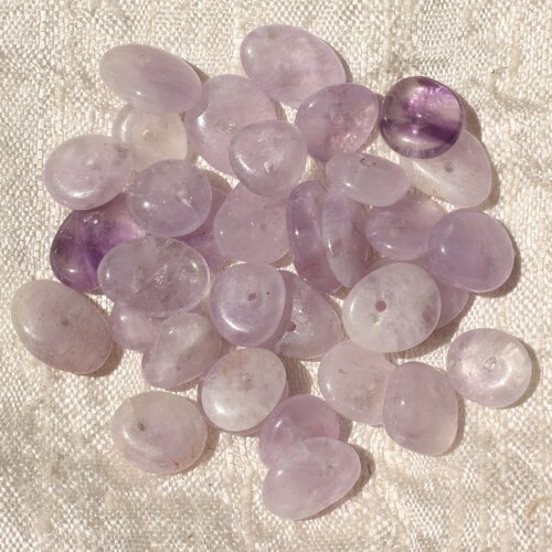10pc - perles pierre améthyste lavande chips palets rondelles 8-14mm violet mauve blanc - 4558550018595