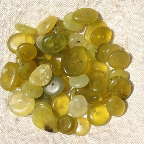 20pc - perles pierre jade olive chips palets rondelles 8-15mm vert jaune - 4558550018205