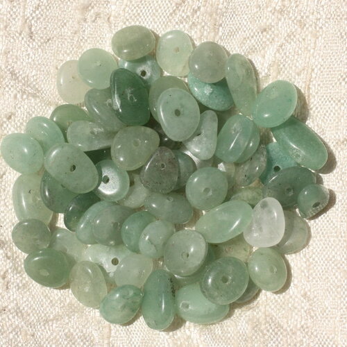 20pc - perles pierre aventurine chips palets rondelles 7-12mm vert clair - 4558550017789