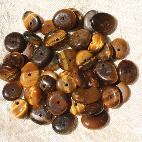 10pc - perles pierre oeil de tigre chips palets rondelles 8-14mm marron doré bronze noir - 4558550017734