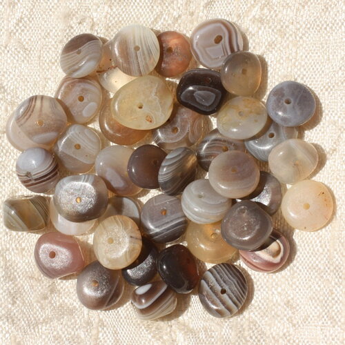 10pc - perles pierre agate botswana chips palets rondelles 8-12mm - 4558550004505