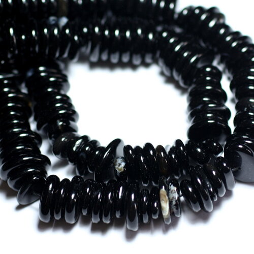 10pc - perles pierre onyx chips palets rondelles 10-15mm noir marron blanc - 8741140008304