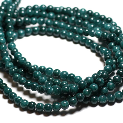 20pc - perles pierre jade boules 6mm bleu vert paon canard opaque - 4558550039651