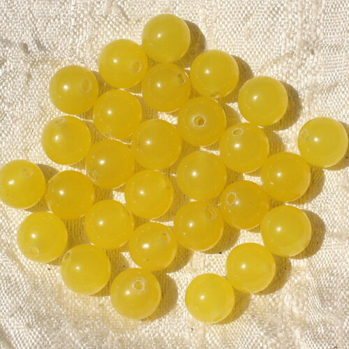 10pc - perles pierre - jade boules 6mm jaune citron