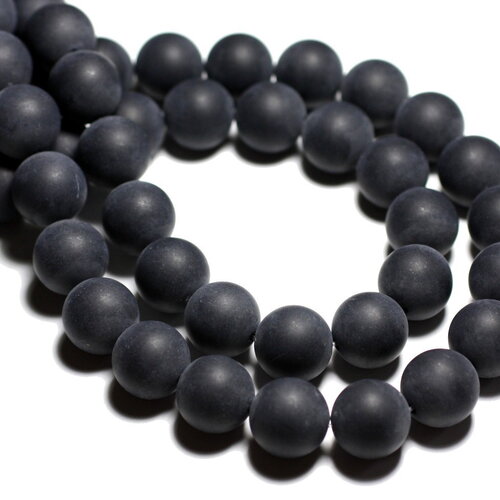 20pc - perles pierre onyx noir boules 4mm mat sablé givré - 4558550028334