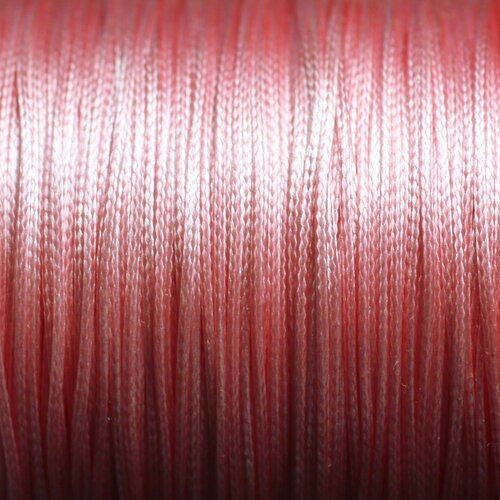 Bobine 160 metres env - fil corde cordon coton ciré 0.8mm rose corail peche pastel