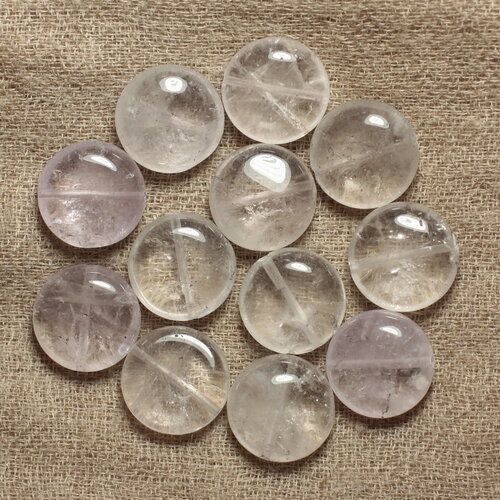 2pc - perles pierre améthyste lavande palets 16mm blanc mauve transparent - 4558550012494