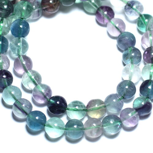 10pc - perles pierre fluorite multicolore boules 6mm