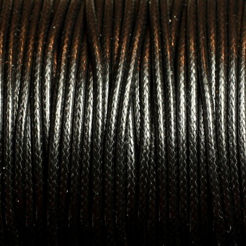 5 mètres - fil corde cordon tresse coton ciré rond 2mm noir