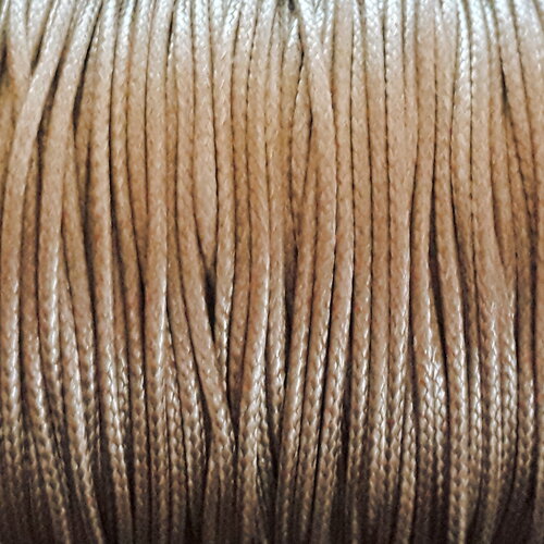 Bobine 160 mètres environ - fil corde cordon tresse coton ciré enduit rond 1mm beige gris écru brillant