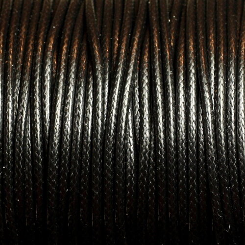Bobine 160 mètres environ - fil corde cordon tresse coton ciré rond 1mm noir