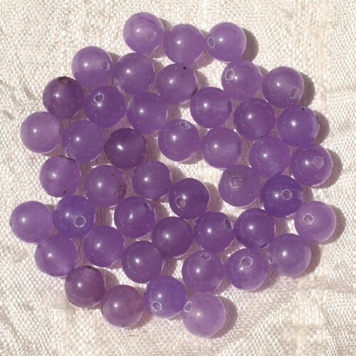 15pc - perles pierre jade boules 6mm violet mauve - 4558550018892