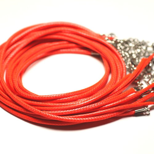 1pc - appret accessoire collier tour de cou coton ciré orange et acier 304l longueur au choix