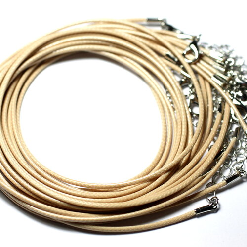 1pc - appret accessoire collier tour de cou coton ciré crème ivoire et acier 304l - longueur au choix