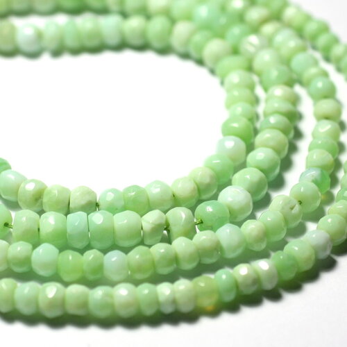 Fil 32cm 95pc environ - perles pierre opale verte rondelles facettées 4-6mm