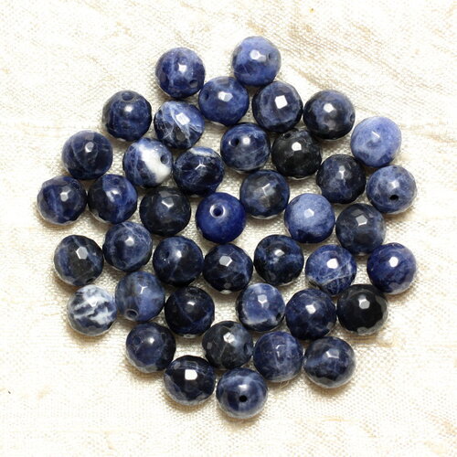 10pc - perles de pierre - sodalite boules facettées 6mm   4558550037824