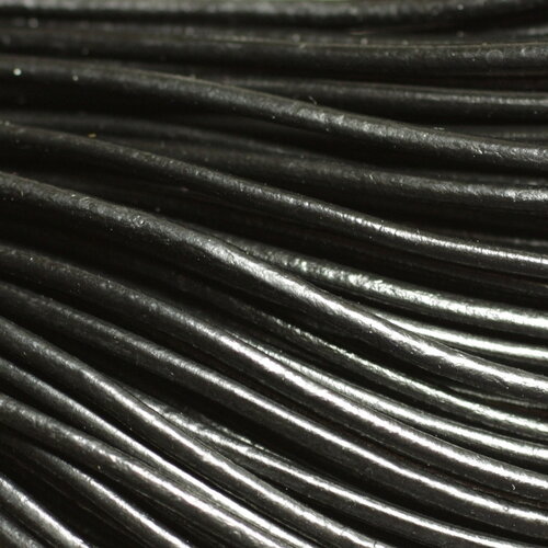 Echeveau 90 metres environ - fil corde cordon cuir véritable rond 3mm noir