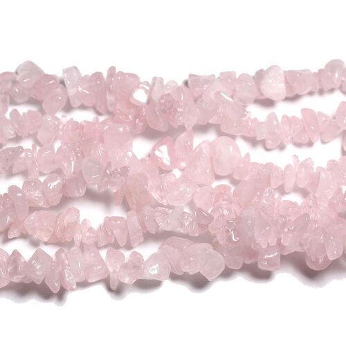 120pc environ - perles pierre quartz rose rocailles chips 4-10mm rose clair transparent