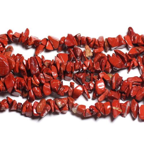 100pc environ - perles pierre jaspe rouge rocailles chips 4-10mm rouge marron brique