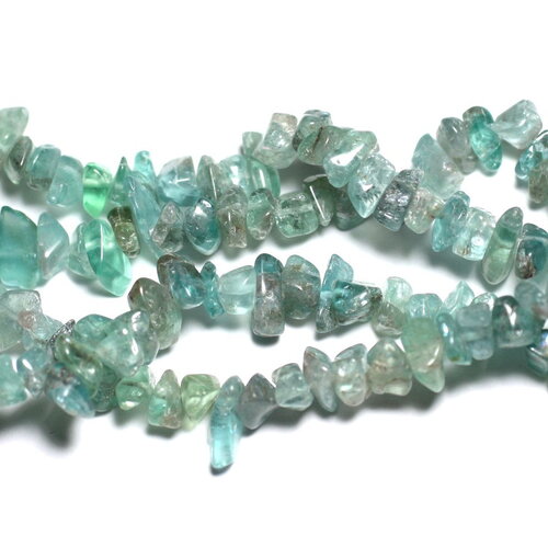 40pc - perles pierre apatite rocailles chips 3-10mm bleu vert turquoise transparent